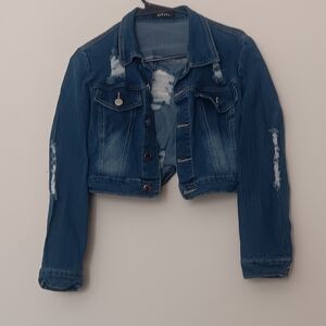 Denim Crop Jean Jacket - Blue